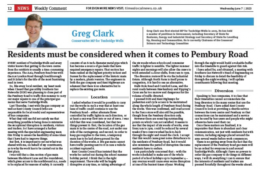 Residents must be considered when it comes to Pembury Road Greg